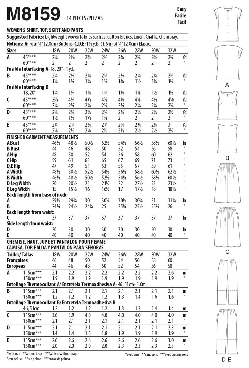 pants skirt sizes