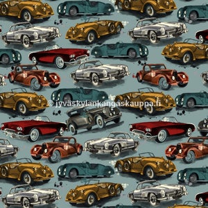 Harjattu Joustocollege Old Cars Light Blue