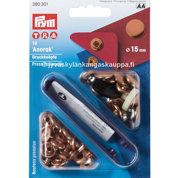 Prym anorakkineppari 15mm RUUSUKULTA, aloituspakkaus 390312