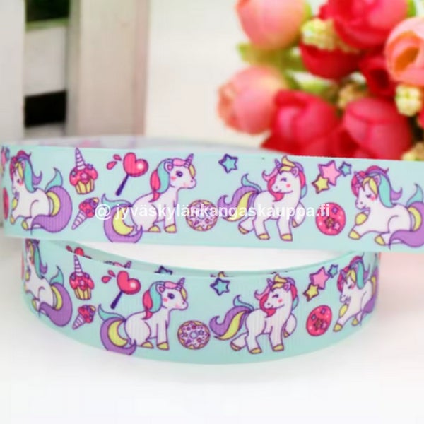 9mm Koristenauha Yksisarviset turkoosi