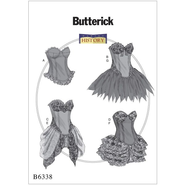 Butteric kaava B6338 Curved-Hem Corsets and Skirts