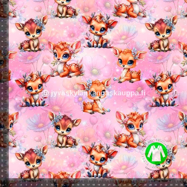 Digiprintti trikoo Cute Bambi Pink