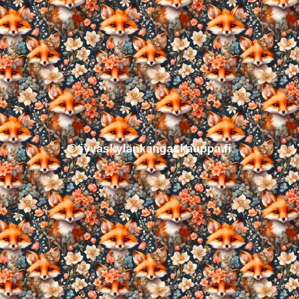 Digiprintti trikoo Cute Fox