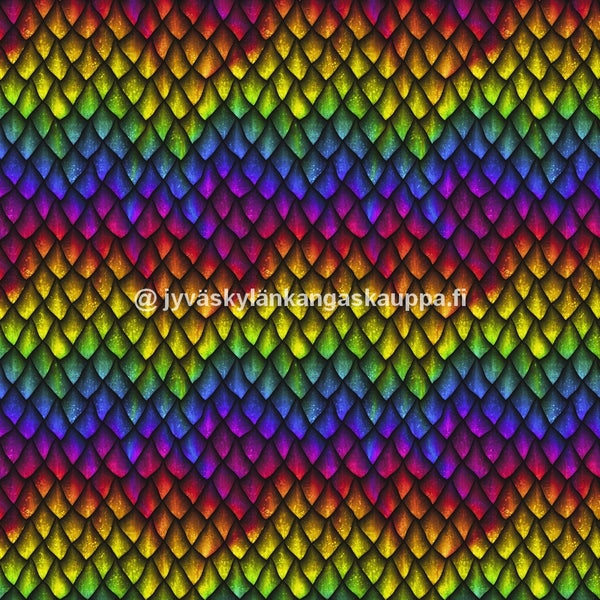 Digiprintti trikoo Rainbow Dragon Scales