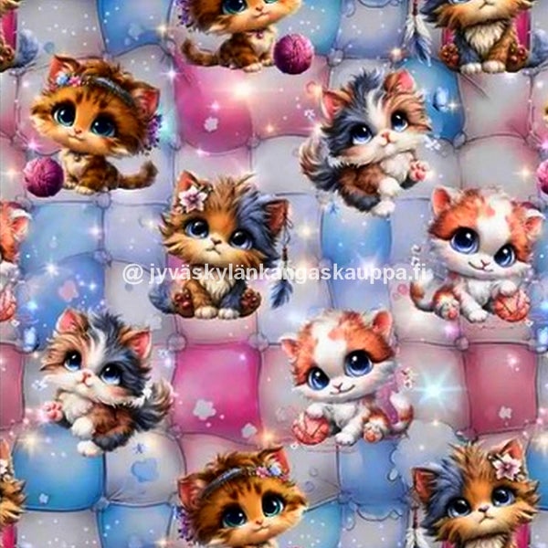 Digiprintti trikoo S&ouml;p&ouml;t Lankapallokissat