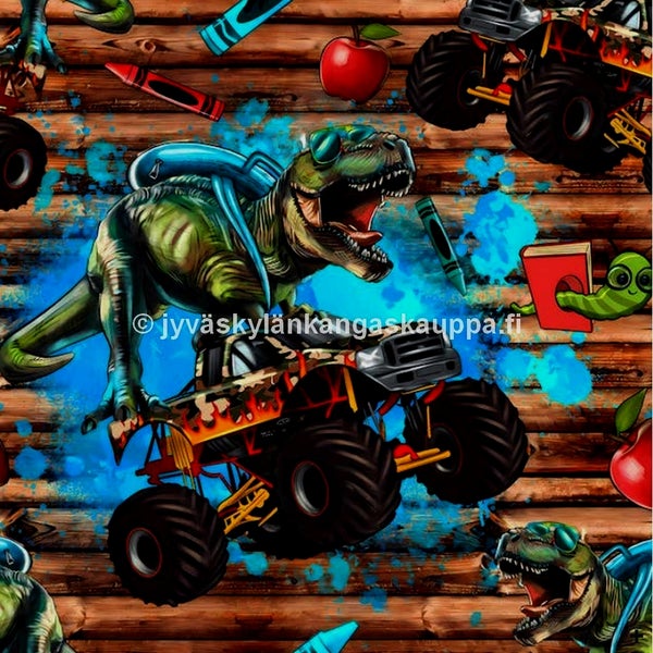 Digiprintti trikoo Dinot ja Monsteriautot