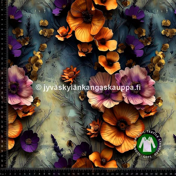 Digiprintti trikoo Shimmering Anemone (1,7m valmispala)