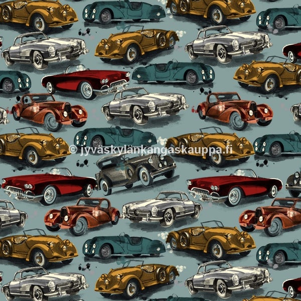 Harjattu Joustocollege Old Cars Light Blue