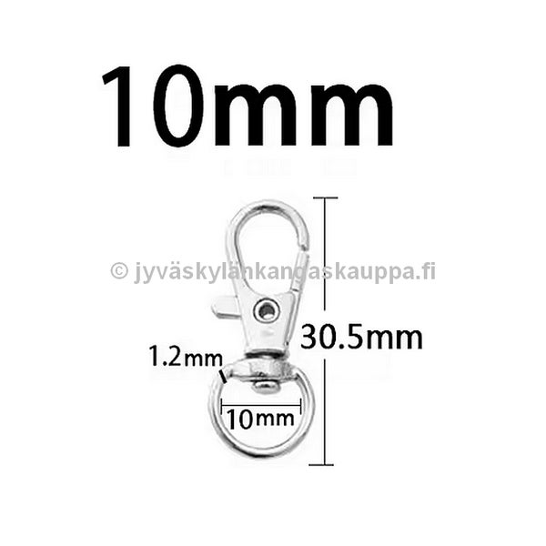 Karabiinihaka + leikari 10mm D-lenkill&auml;, pituus 30,5mm