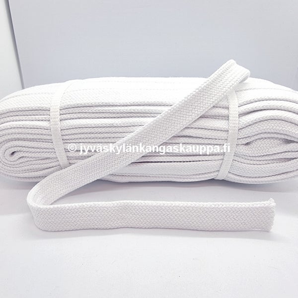 Litte&auml; nauha puuvilla VALKOINEN (9,5m valmispala)
