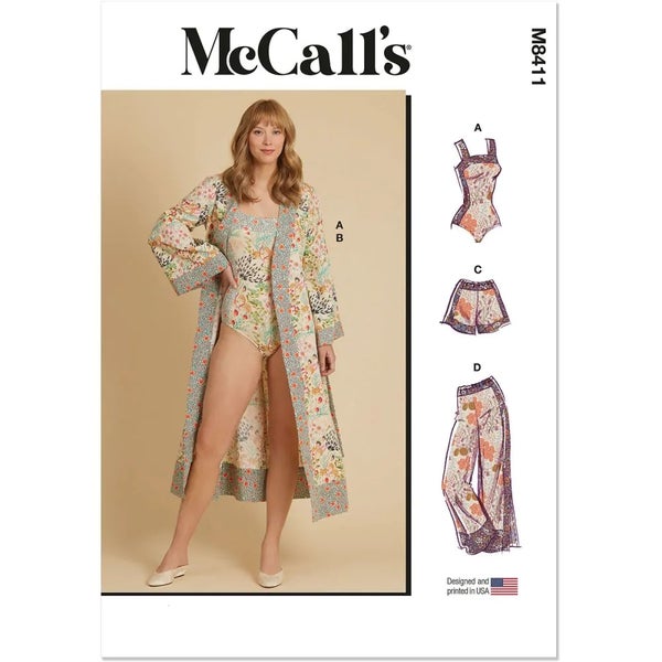 McCALL&acute;s kaava M8411 Misses Bodysuit, Robe, Shorts and Trousers