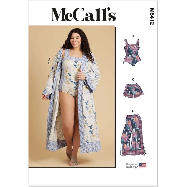 McCALL&acute;s kaava M8412 Plus Size Bodysuit, Robe, Shorts and Trousers
