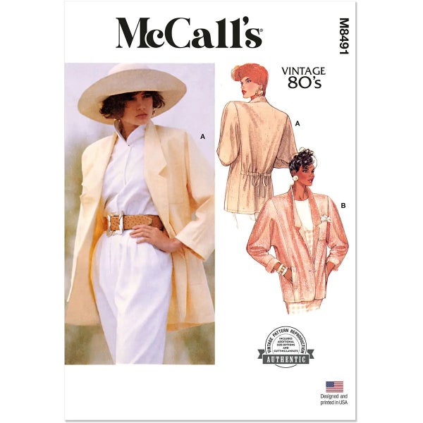 McCALL&acute;s kaava M8491 Vintage 80s Misses Unlined Jacket