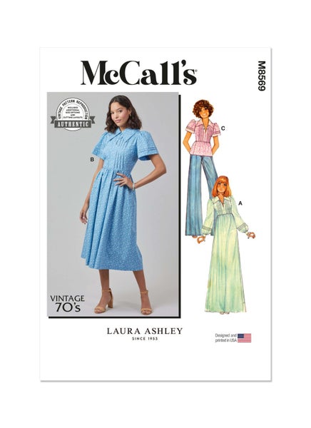 McCALL&acute;s kaava M8569 Misses Dress with Sleeve Variations and Top by Laura Ashley