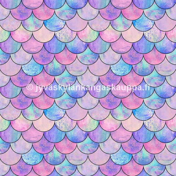 Digiprintti trikoo Mermaid Tail (40cm valmispala)