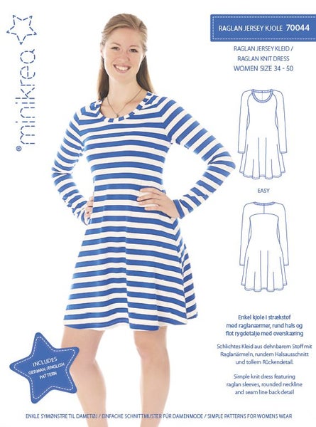 Minikrea kaava 70044 Raglan knit dress