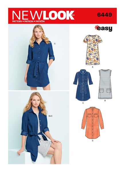 New Look kaava 6449 Misses Easy Shirt Dress and Knit Dress (HYLLYSS&Auml;)