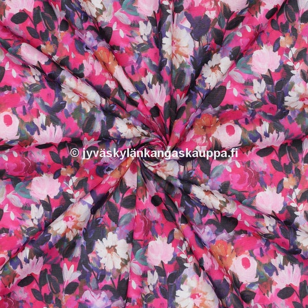 Ohut puuvillavoilee Kukat Fuksia