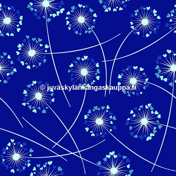 PUL kangas kukkaset sininen