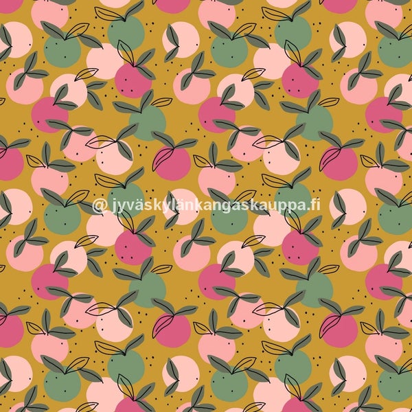 Puuvilla-Popliini V&auml;rikk&auml;&auml;t Omenat