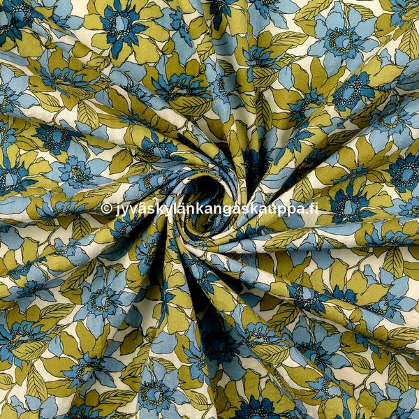 Puuvillakangas Puuvillakreppi Seersucker Kukat Farkku