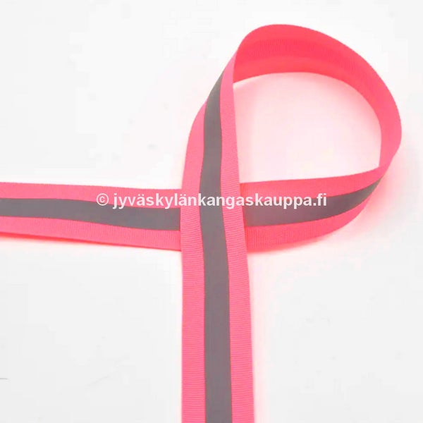 Ripsinauha Heijastinnauhalla 25mm PINKKI