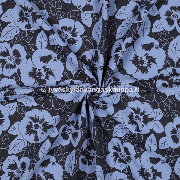 Trikoo kangas Melange Flowers Indigo