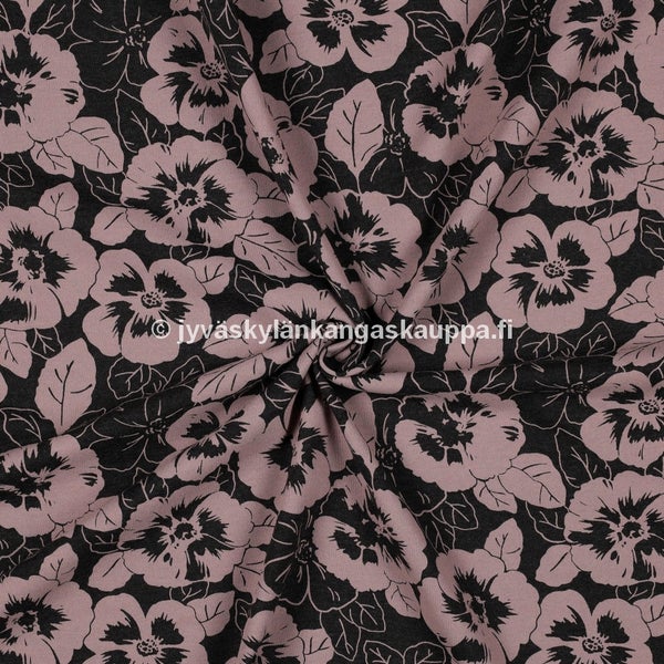 Trikoo kangas Melange Flowers Old Rose