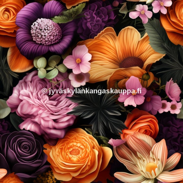 Digiprintti trikoo Colorful English Garden