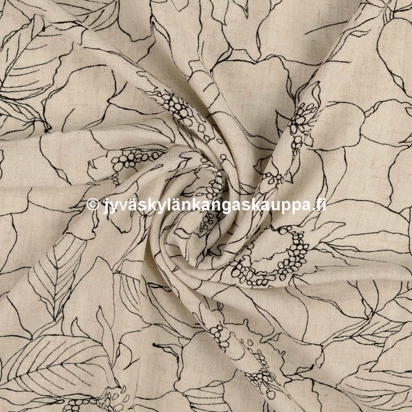 Viskoosi-pellava Piirretyt Kukat