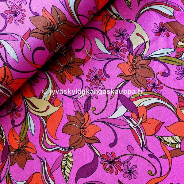 Viskoositrikoo Flowers Fuchsia (n. 50cm valmispala)