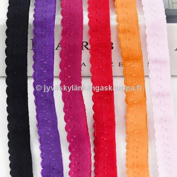 Kanttauskuminauha 10mm pitsireuna vaaleanpunainen