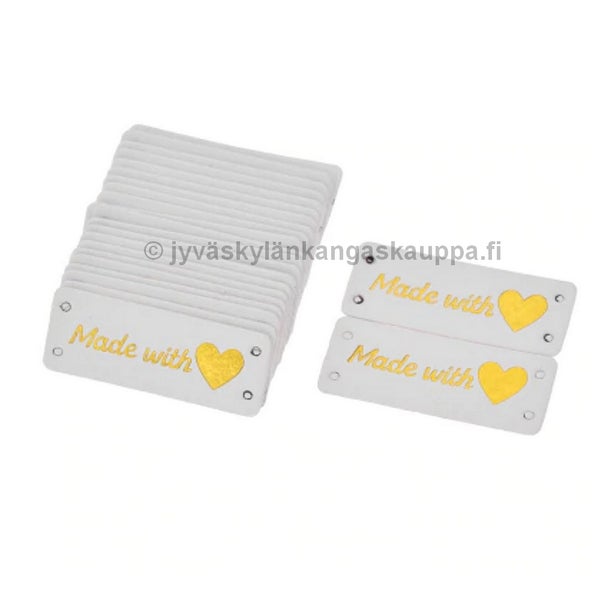 Keinonahkamerkki Made with VAAKA valkoinen