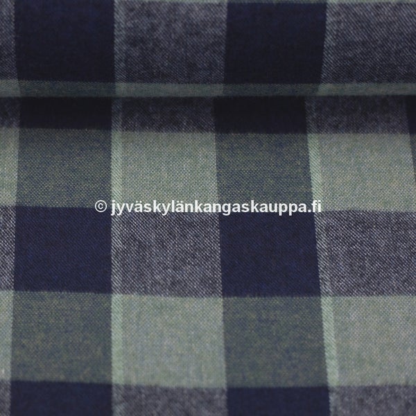 Kevyt Flanelli Ruutu Sini-Vihre&auml;