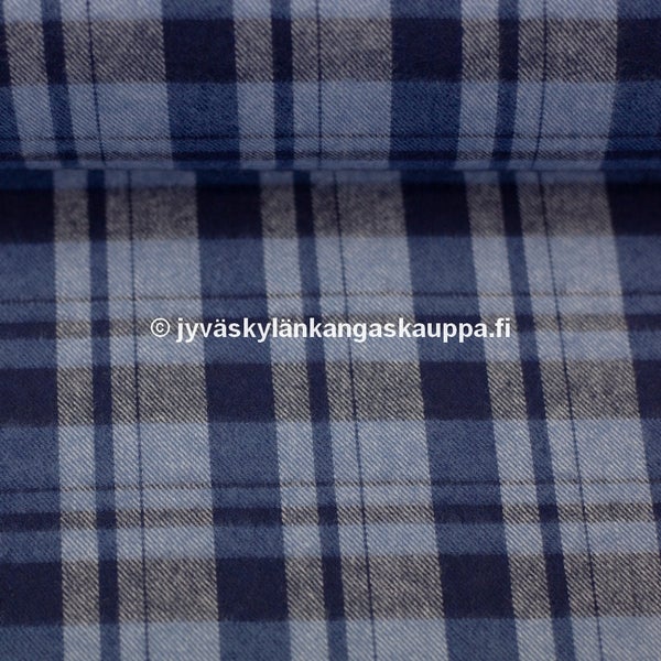 Kevyt Flanelli Skottiruutu Denim (n. 1.4m valmispala)