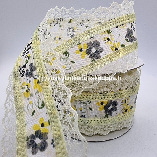 Koristenauha Keltainen Kukka Pitsireuna