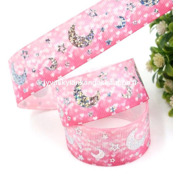 Koristenauha Glitter Kuu Vaaleanpunainen
