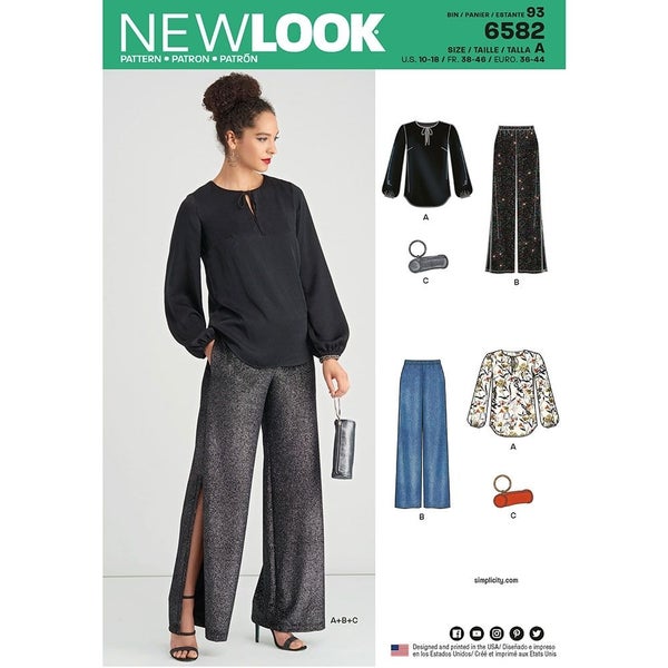 New Look kaava 6582 Misses Trousers, Top and Clutch (HYLLYSS&Auml;)