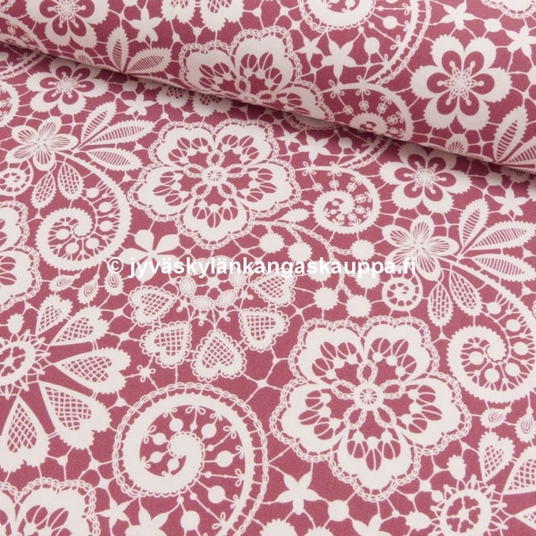 Trikoo kangas Pitsikukka Roosa (40cm valmispala)