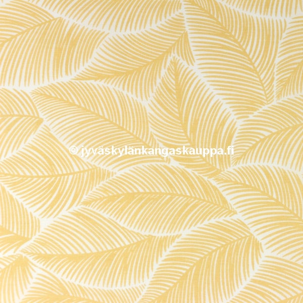 Puuvilla-Popliini Lehdet Keltainen