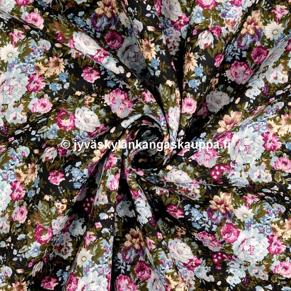 Puuvilla-Popliini Ilona Musta