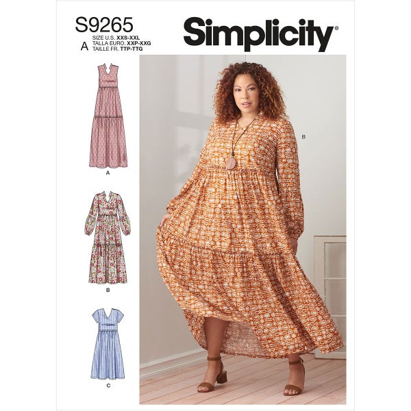 Simplicity kaava 9265 Misses and Womens Tiered Dresses (HYLLYSS&Auml;)