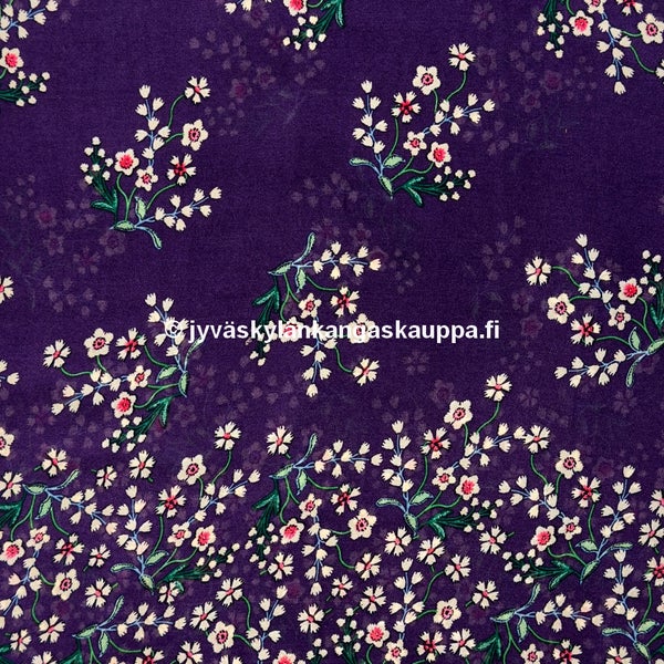 Sifonki kangas Kukat Violetti