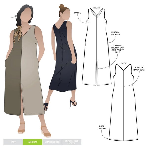 STYLE ARC kaava ESTHER WOVEN DRESS koot 18 - 30 (095L)