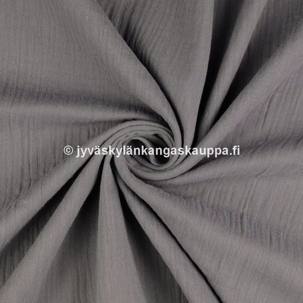 Double Gauze tuplaharsokangas Keskiharmaa