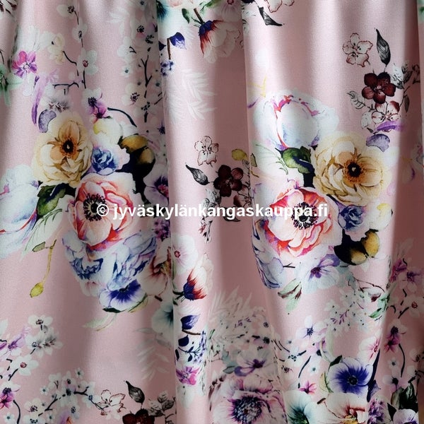 Joustava Viskoosikangas Pirjo Vaaleanpunainen