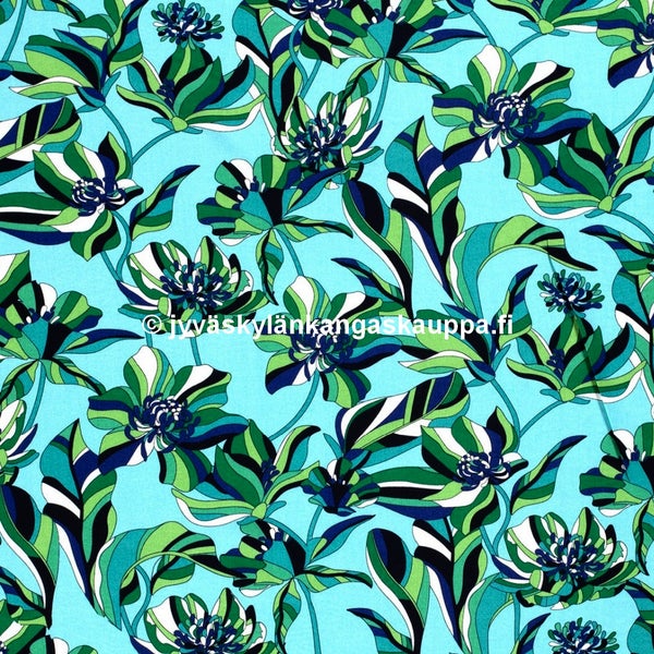 Viskoosi-popliinikangas Sirkku Turkoosi