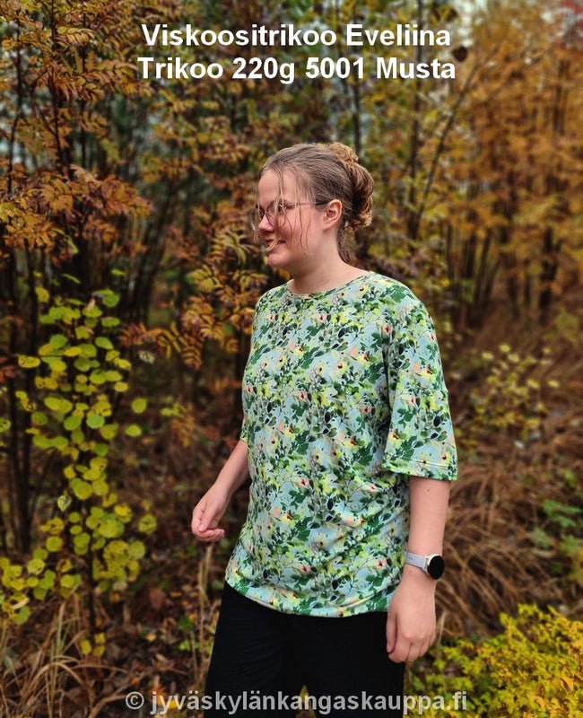 Viskoositrikoo Eveliina sek&auml; Trikoo 220g 5001 Musta