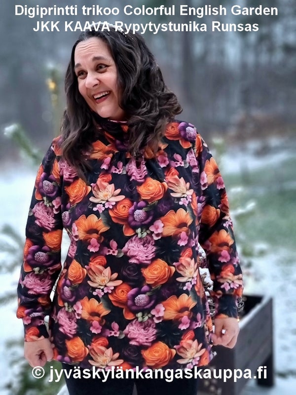 JKK KAAVA rypytystunika Digiprintti trikoo Colorful English Garden