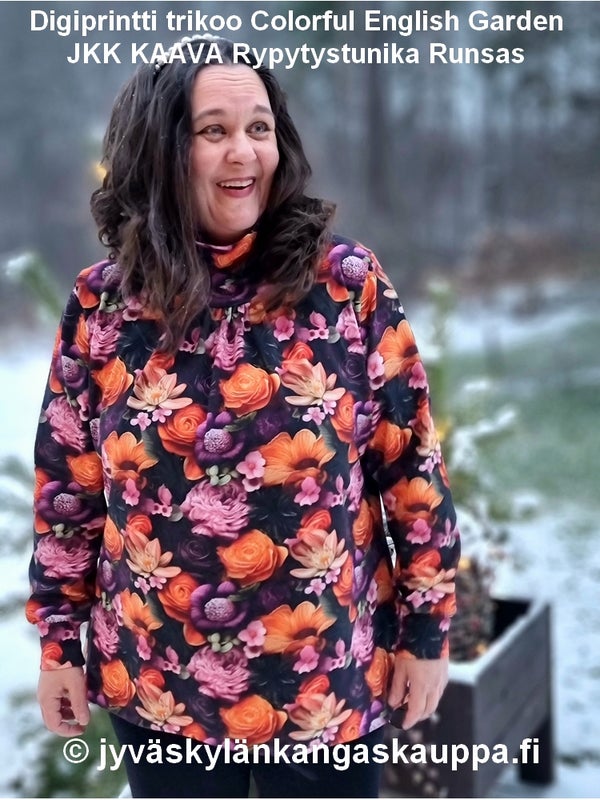 JKK KAAVA rypytystunika Digiprintti trikoo Colorful English Garden